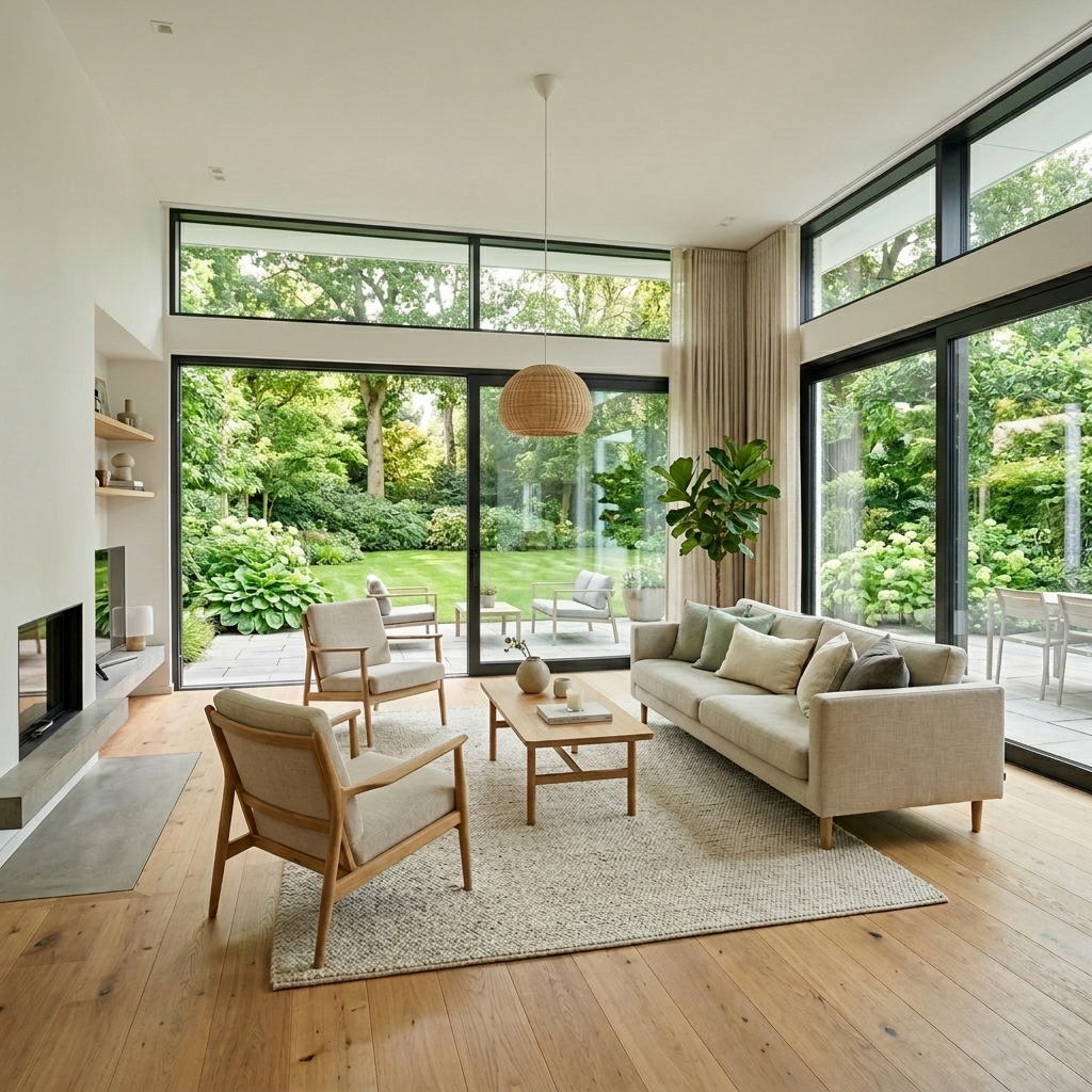 Living room with LS Windows - Jet Black Trim
